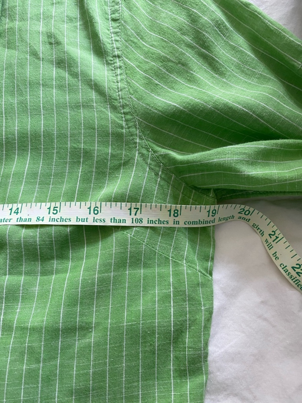 Talbots Green Pinstripe Button-Up Blouse - Picture 9 of 11